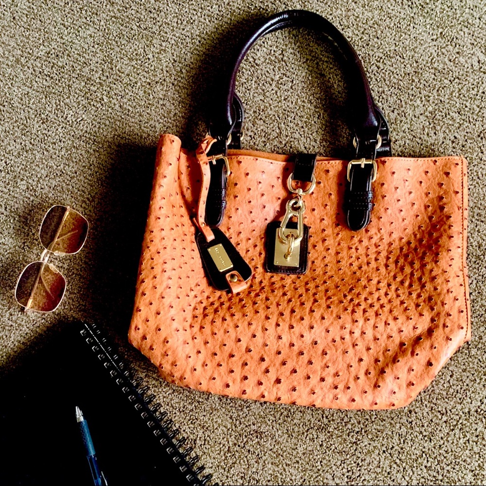 NWOT Liz Soto Vegan Leather Ostrich Embossed Tote